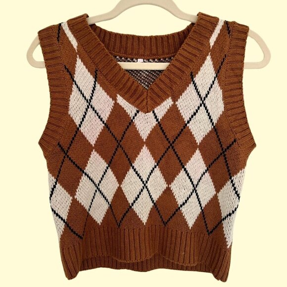 Tops - Preppy Knit V-Neck Sweater Vest
